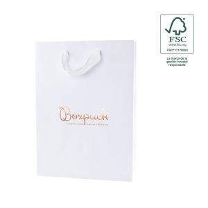 Bolsa de papel ecológica FSC blanco para joyería, bisutería y relojería 180x250x100  mm FE-B-L-B