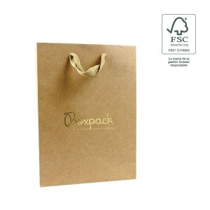 Bolsa de papel ecológica FSC kraft para joyería, bisutería y relojería 180x250x100 mm FE-B-L-K