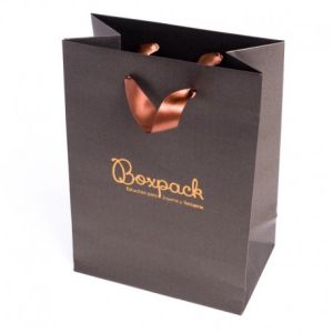 Bolsa de papel con asa de cinta marrón para joyería, bisutería y relojería 180x250x100 mm BQ-L-M