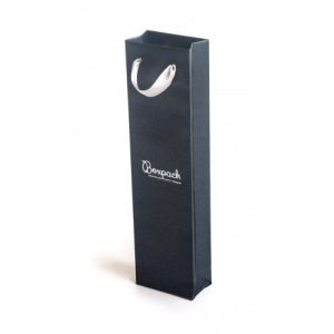 Bolsa de papel con asa de cinta gris para joyería, bisutería y relojería 80x300x45 mm BQ-B-G