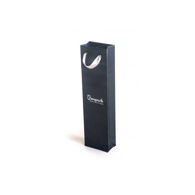 Bolsa de papel con asa de cinta gris para joyería, bisutería y relojería 80x300x45 mm BQ-B-G