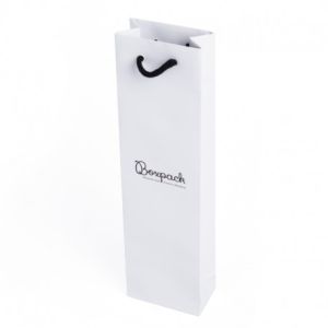 Bolsa de papel mate blanca asa negra para joyería bisutería y relojería 80x300x45 mm B-B-B-N