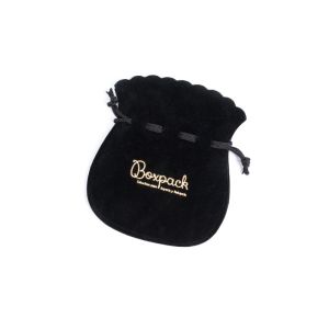 Bolsa textil de antelina negra para joyería y bisutería 65x75 mm A-101-N