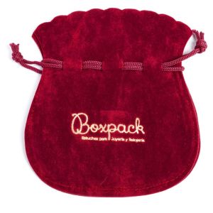 Bolsa textil de antelina burdeos para joyería y bisutería 120x140  mm A-104-BU