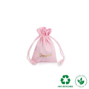 Bolsa textil de algodón color rosa para joyería y bisutería 65x95 mm C-301-RS