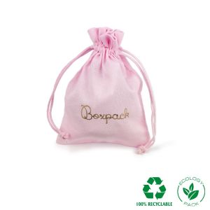Bolsa textil de algodón color rosa para joyería y bisutería 105X145 mm C-303-RS