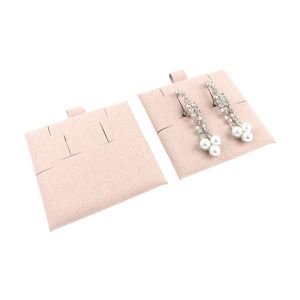 Bolsa más taco de microfibra rosa empolvado para pendientes con cierre de solapa y cinturón para joyería y bisutería.