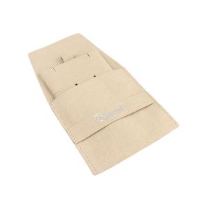 Bolsa más taco de microfibra arena para pendientes con cierre de solapa y cinturón para joyería y bisutería.