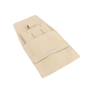 Bolsa más taco de microfibra arena para pendientes con cierre de solapa y cinturón para joyería y bisutería.