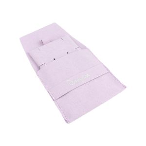 Bolsa más taco de microfibra lila para pendientes con cierre de solapa y cinturón para joyería y bisutería.