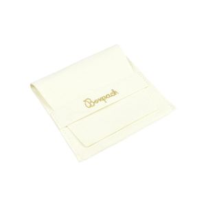 Bolsa más taco de microfibra marfil para pendientes con cierre de solapa y cinturón para joyería y bisutería.