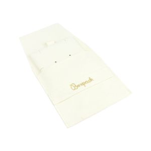 Bolsa más taco de microfibra marfil para pendientes con cierre de solapa y cinturón para joyería y bisutería.
