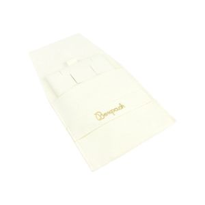 Bolsa más taco de microfibra marfil para pendientes con cierre de solapa y cinturón para joyería y bisutería.