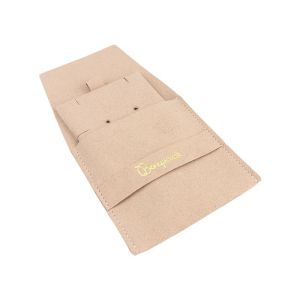 Bolsa más taco de microfibra nude para pendientes con cierre de solapa y cinturón para joyería y bisutería.