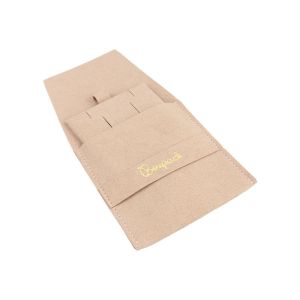 Bolsa más taco de microfibra nude para pendientes con cierre de solapa y cinturón para joyería y bisutería.