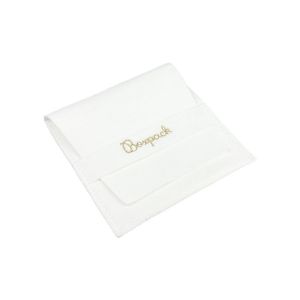 Bolsa más taco de microfibra blanco para pendientes con cierre de solapa y cinturón para joyería y bisutería.