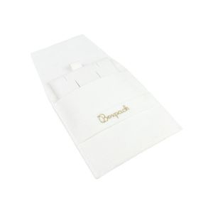 Bolsa más taco de microfibra blanco para pendientes con cierre de solapa y cinturón para joyería y bisutería.