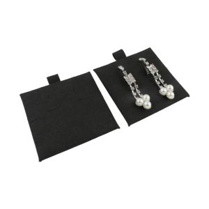 Bolsa más taco de microfibra negro para pendientes con cierre de solapa y cinturón para joyería y bisutería.