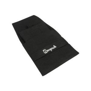 Bolsa más taco de microfibra negro para pendientes con cierre de solapa y cinturón para joyería y bisutería.