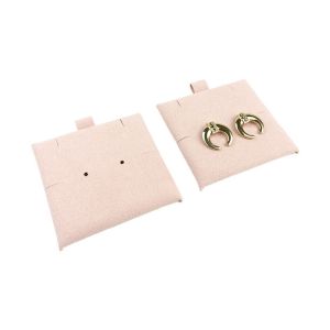 Bolsa más taco de microfibra rosa empolvado para pendientes con cierre de solapa y botón para joyería y bisutería.