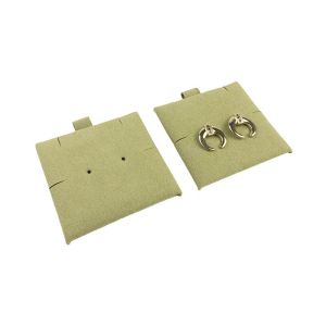 Bolsa más taco de microfibra caqui para pendientes con cierre de solapa y botón para joyería y bisutería.