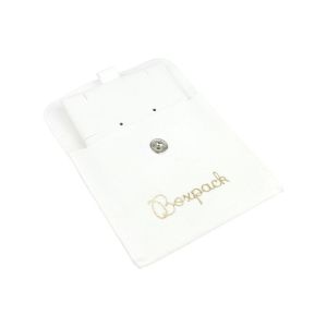 Bolsa más taco de microfibra blanco para pendientes con cierre de solapa y botón para joyería y bisutería.