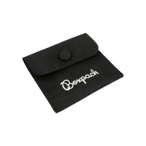 Bolsa más taco de microfibra negro para pendientes con cierre de solapa y botón para joyería y bisutería.