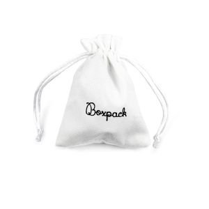 Bolsa textil suede color blanco para joyería y bisutería 95x120 mm S-302-B