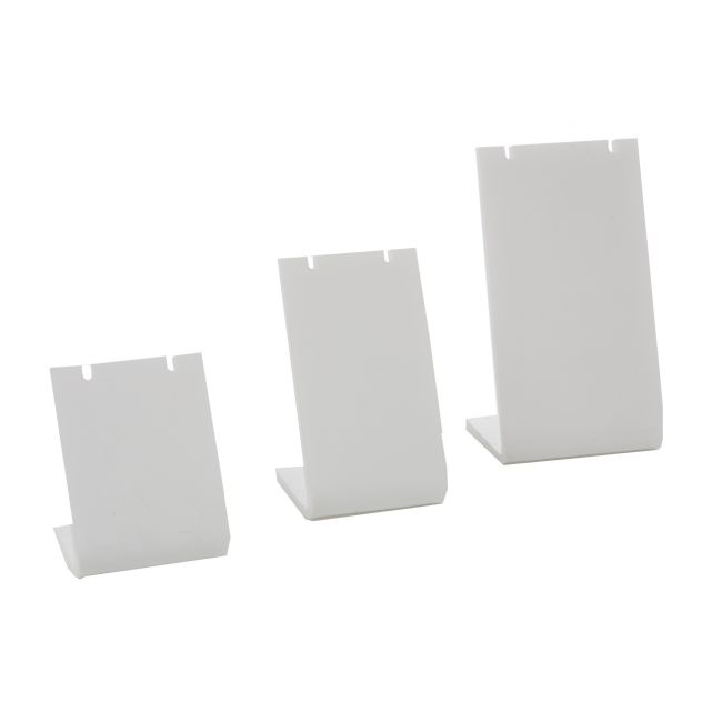 Expositor blanco de plástico para colgantes o pendientes de joyería, bisutería y joyas D-3-B