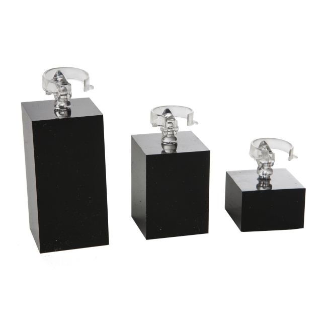 Expositores negro de plástico para anillos de joyería, bisutería y joyas D-9-N