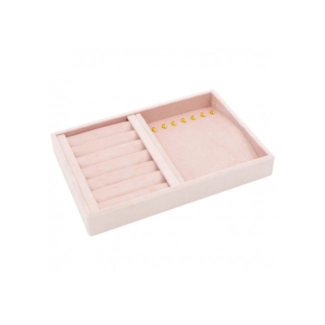 Bandeja forrada en velvet rosa para anillo o collar de joyería bisutería y joyas IF-11-RS.
