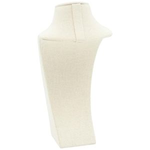 Expositor forrado en lino beige para collar o colgante de joyería, bisutería y joyas EL-9-BE