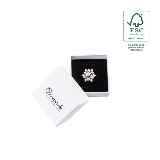 Caja de cartón fsc® para anillo pendientes color blanco 51x51x33 mm F42-B