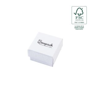 Caja de cartón fsc® para anillo pendientes color blanco 51x51x33 mm F42-B
