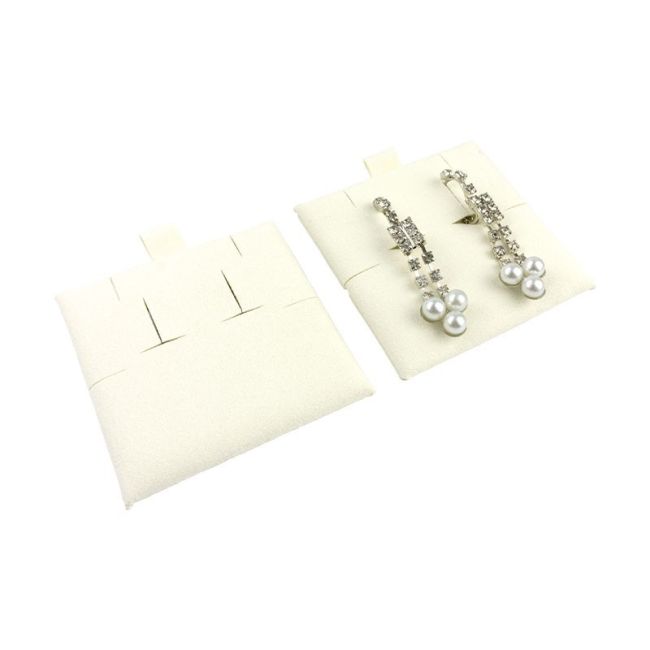 Taco de microfibra marfil para pendientes omega de joyería y bisutería. T-M2-MR