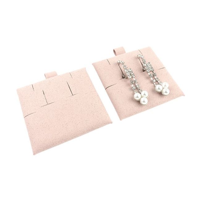 Taco de microfibra rosa empolvado para pendientes omega de joyería y bisutería. T-M2-RE