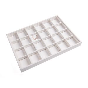 Bandeja expositora blanca de polipiel para joyería, bisutería y joyas BJ-24C-B