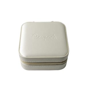 Joyero de viaje blanco para joyería, bisutería y joyas 100x100x55 mm JY-1-B