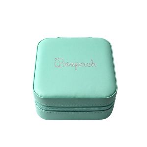 Joyero de viaje aguamarina para joyería, bisutería y joyas 100x100x55 mm JY-1-AQ