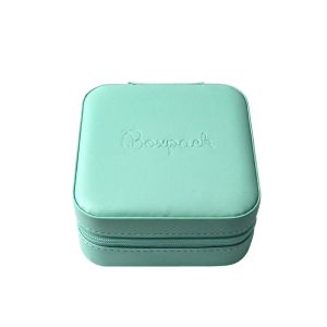 Joyero de viaje aguamarina para joyería, bisutería y joyas 100x100x55 mm JY-1-AQ