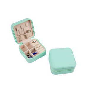 Joyero de viaje aguamarina para joyería, bisutería y joyas 100x100x55 mm JY-1-AQ