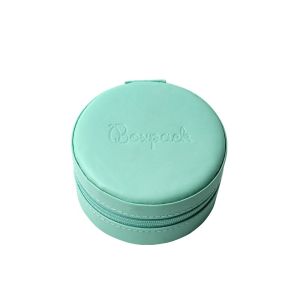 Joyero de viaje redondo aguamarina para joyería, bisutería y joyas 95x95x45 mm JY-2-AQ