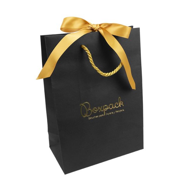 Bolsa ribbons de papel mate para joyería bisutería y relojería 180x250x100 mm BR-L-N