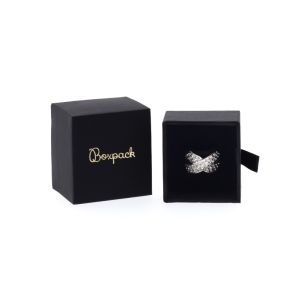 Caja de cartón para anillo o pendientes color negro 50x55x40 mm PB-1-N