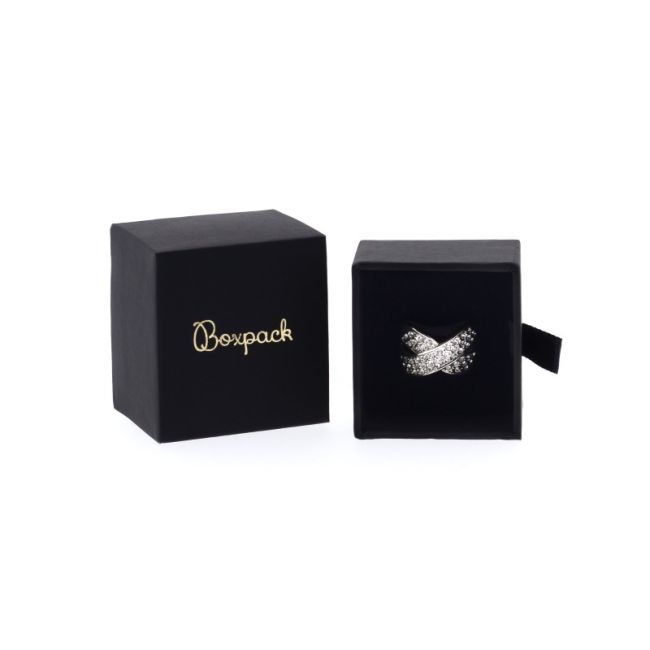 Caja de cartón para anillo o pendientes color negro 50x55x40 mm PB-1-N