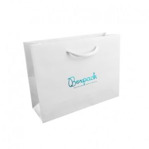 Bolsa de papel mate blanca asa blanca para joyería bisutería y relojería 200X150X70 mm B-MA-B-B