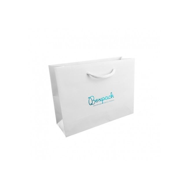 Bolsa de papel mate blanca asa blanca para joyería bisutería y relojería 200X150X70 mm B-MA-B-B