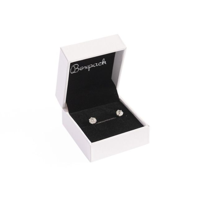 Estuche polipiel blanco para pendientes 46x52x30 mm. FR-1-P-N