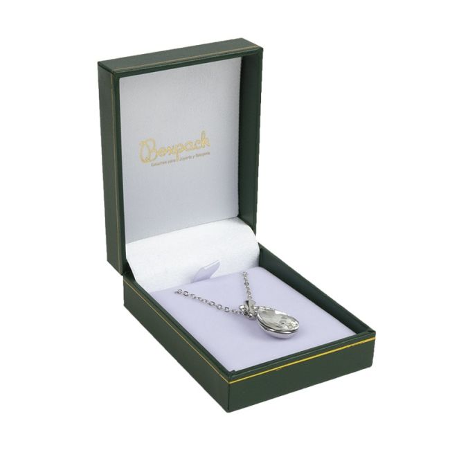 Estuche polipiel verde para colgante 59x79x30 mm. J-04-C-V