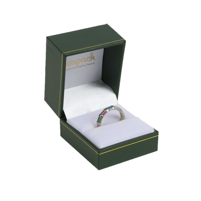 Estuche polipiel verde para anillo 47x53x40 mm. J-06-S-V